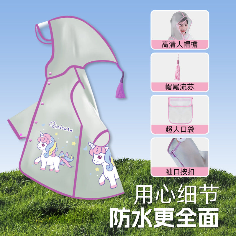 Children's Raincoat Primary School Students Full Body Waterproof Draped Kindergarten Baby Cartoon Transparent Rainproof Clothes Rain suit - image 4