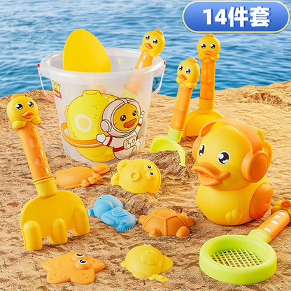 Yellow Duck Children's Beach Toy Set Seaside Outdoor Water Play Beach Bucket Sand Digging Tools Beach Sand Play Tools - image 1