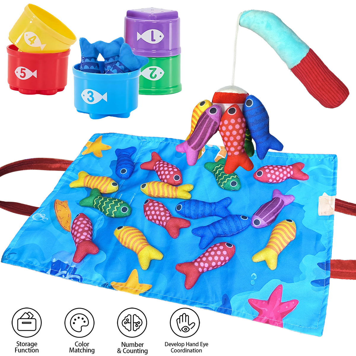Cross-border Explosions Montessori Toy Baby Fishing Toy Fabric Crawling Game Mat Three-dimensional Early Education Enlightenment - image 2