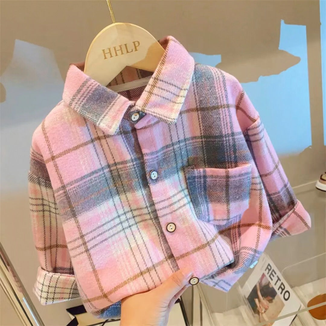 2026 New Autumn Vintage Children's Shirts Korean Style Boys and Girls Turn-Down Collar Shirts Trendy Children's Clothing Wholesale - image 4