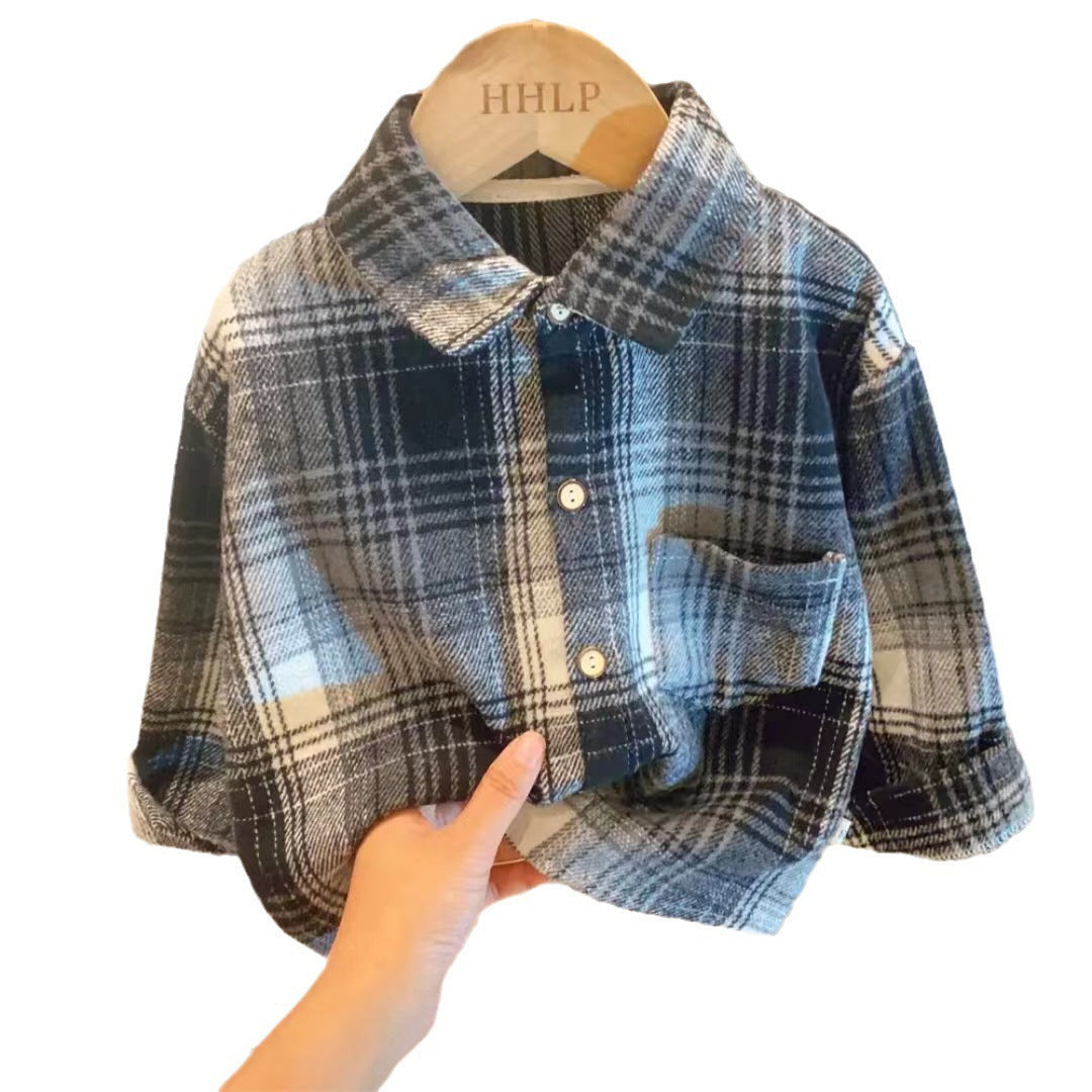 2026 New Autumn Vintage Children's Shirts Korean Style Boys and Girls Turn-Down Collar Shirts Trendy Children's Clothing Wholesale - image 5