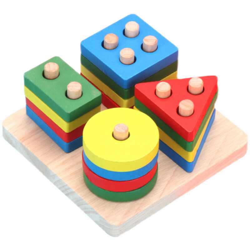 Geometric Shape of Four Sets of Columns of Log Understanding Matching Sets of Columns Building Blocks Kindergarten Baby Early Education Children's Educational T - image 5