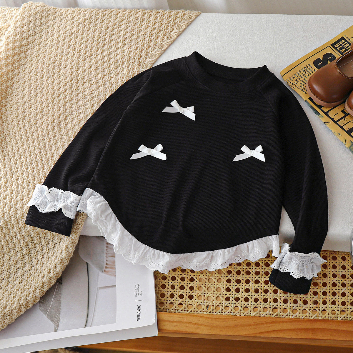 Girls' Long-Sleeve T-Shirt 2026A Style, Big Kids' Top, Autumn Wear, Korean Style, Fashionable Children's Clothing, Spring and Autumn Base Shirt, Children's Wear - image 3