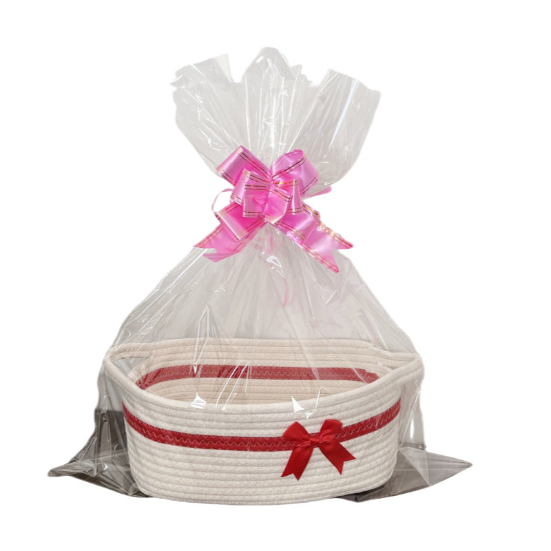 Cotton Rope Woven Storage Basket Desktop Snack Gift Packaging Toy Sundries Organize Storage Basket Household Storage Box - image 4