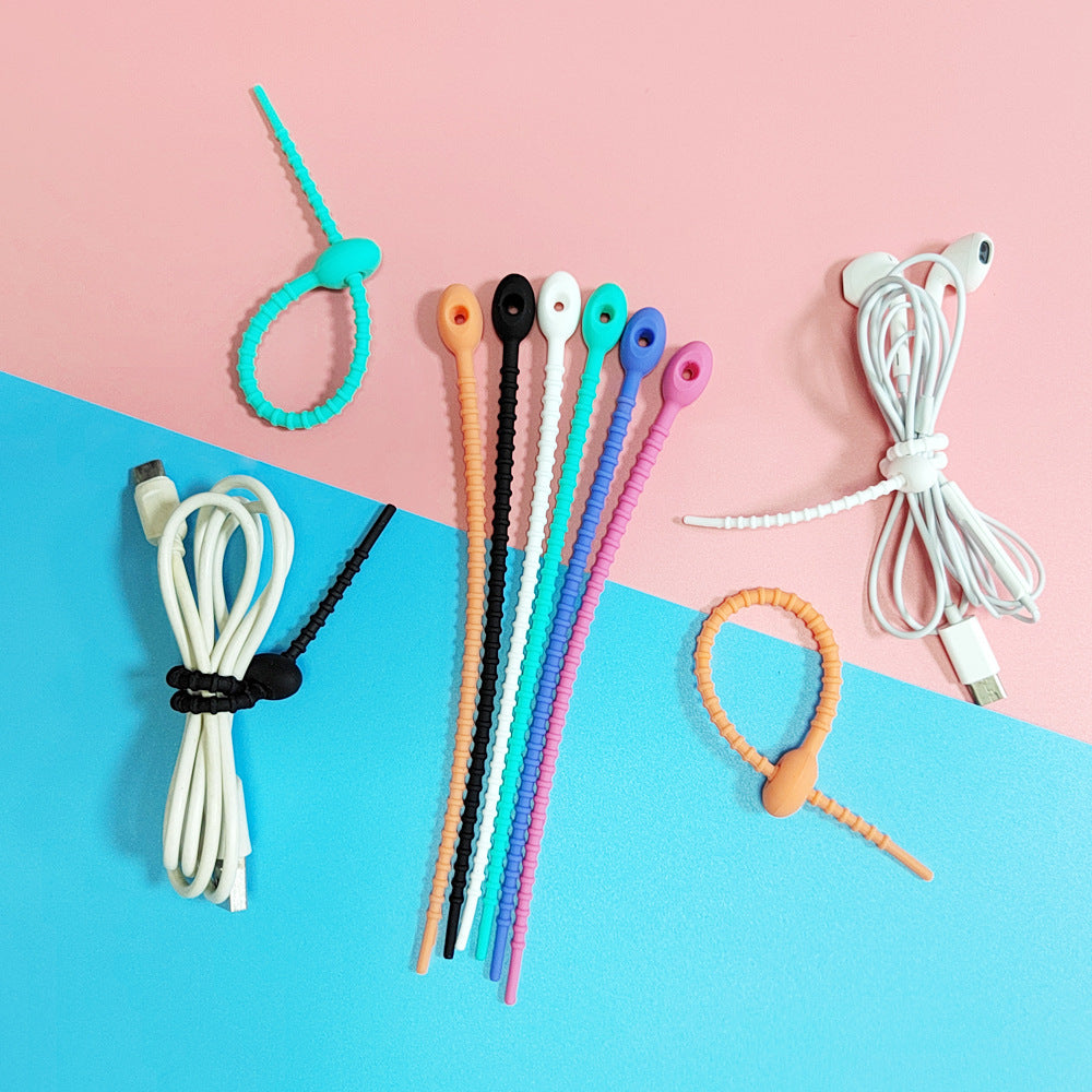 15cm colorful silicone cable ties toy accessories lanyard non-woven text cable ties lanyard reusable - image 3