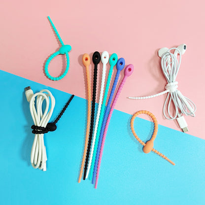 15cm colorful silicone cable ties toy accessories lanyard non-woven text cable ties lanyard reusable - image 3