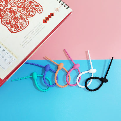15cm colorful silicone cable ties toy accessories lanyard non-woven text cable ties lanyard reusable - image 4