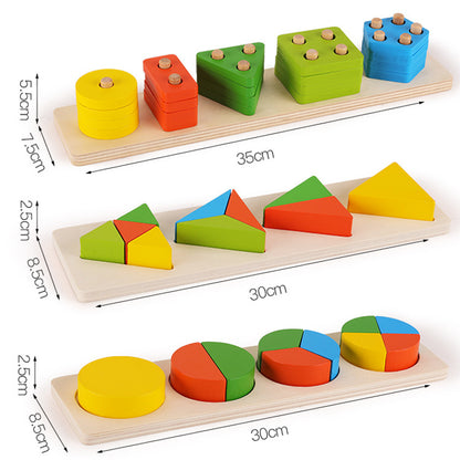 Children's Early Education Educational Toys Shape Matching Intelligence Building Blocks Farm Four Sets of Columns Boys and Girls Baby Toddler Gifts - image 3