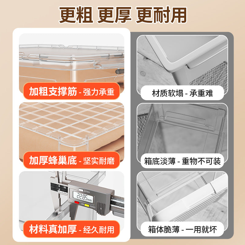 Transparent Storage Box Household Plastic Storage Box Wardrobe Clothes Large Capacity Toy Snack Storage Box - image 3