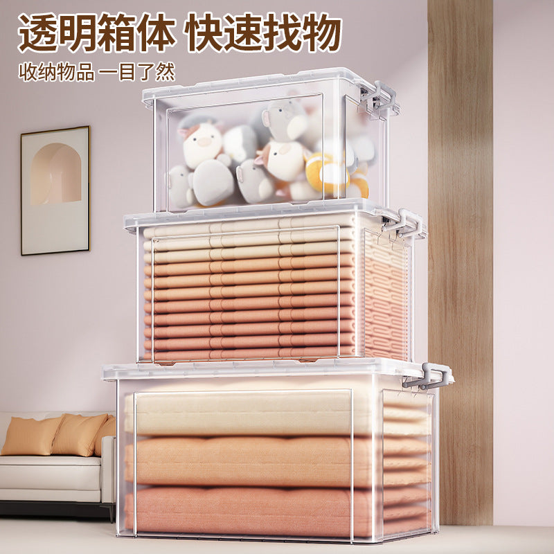 Transparent Storage Box Household Plastic Storage Box Wardrobe Clothes Large Capacity Toy Snack Storage Box - image 4