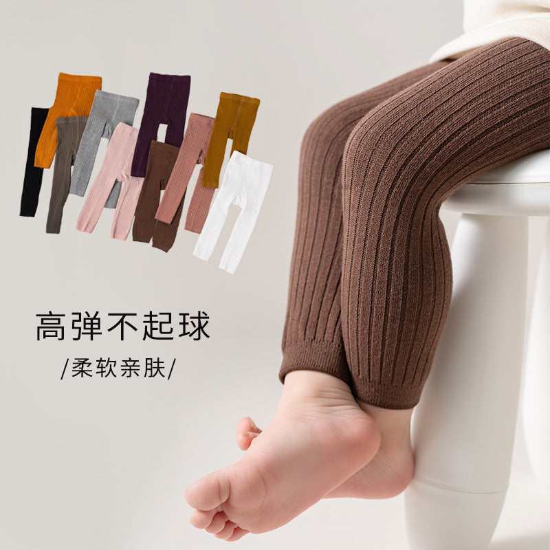 Two-Needle Polyester Girls' Ankle-Length Pants Cross-Border Korean-Style Wide Striped Baby's Leggings Spring and Autumn Thin Children's Pantyhose - image 1