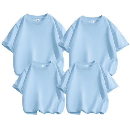 200 grams of 32 100% combed cotton parent-child short sleeve net version of men's and women's T-shirt kindergarten group purchase class clothes - image 5