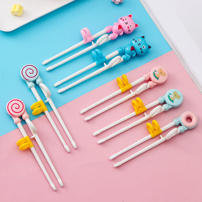 Cartoon children learning and training chopsticks baby correction chopsticks complementary food feeding auxiliary chopsticks creative practice chopsticks wholes - image 1