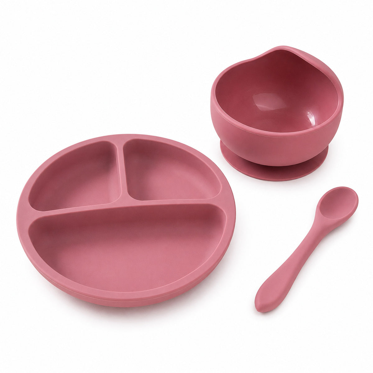 Food-Grade Silicone Baby Plate, Suction Cup Bowl, Complementary Food Spoon Set, Children's Divided Anti-Fall Tableware, Baby Learning to Eat - image 5