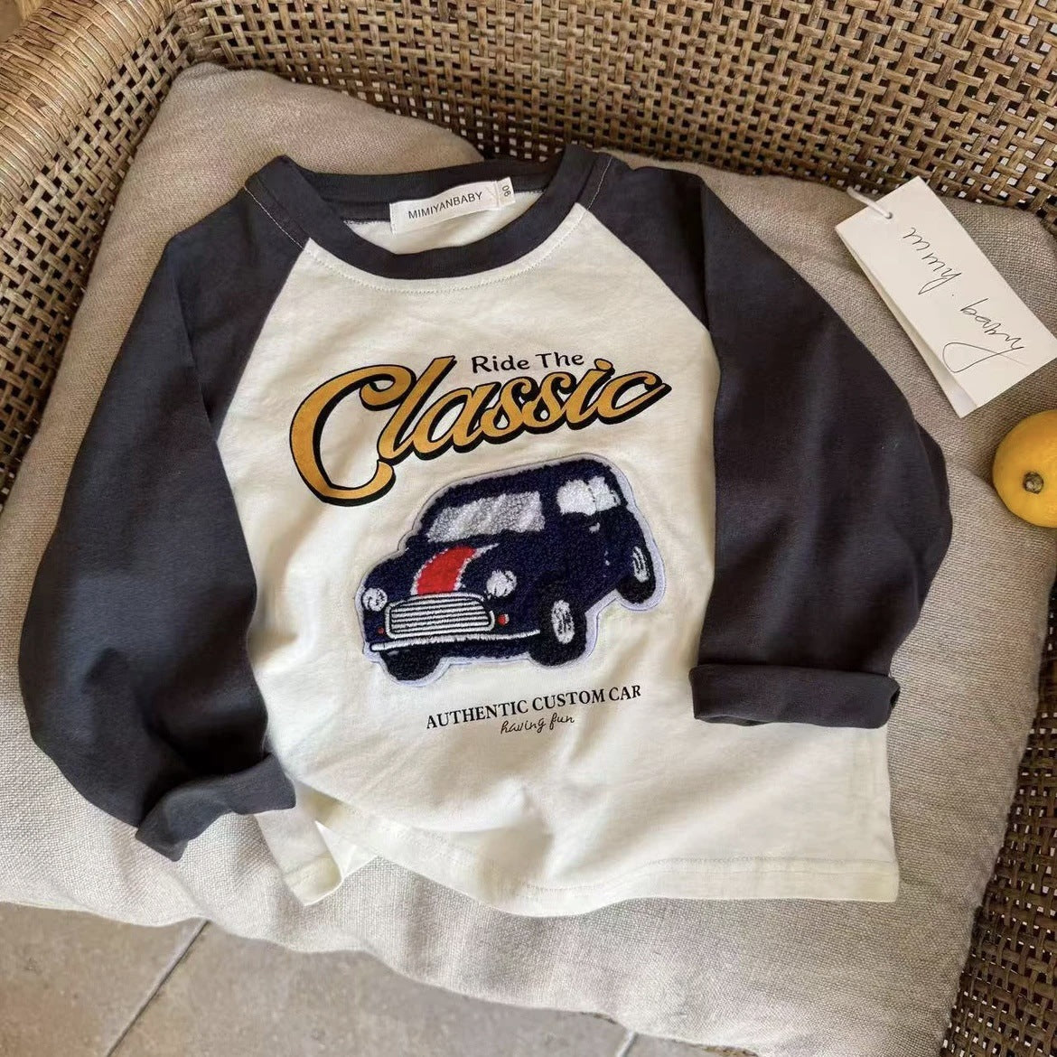 Children's T-shirt 2025 spring new boys and girls three-dimensional towel sleeve long sleeve shirt baby contrast base - image 4
