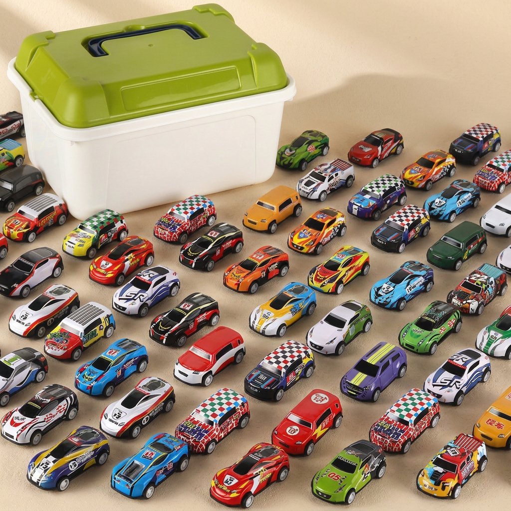 Set of 100 pull-back alloy toy cars