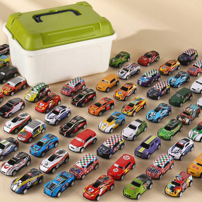 Set of 100 pull-back alloy toy cars
