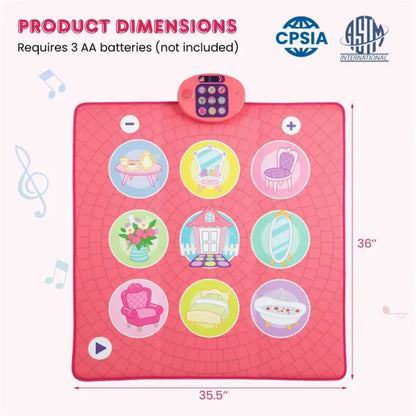 Pink Kids Dance Mat (3+ Ages), 5 Difficulty Levels & 9 Demo