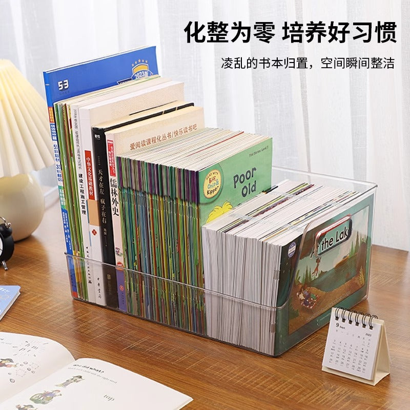 Book Storage Box Transparent Acrylic Storage and Tying Box Toy Children's Senior high school Classroom Desk Picture Book Basket - image 1
