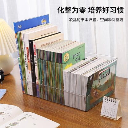 Book Storage Box Transparent Acrylic Storage and Tying Box Toy Children's Senior high school Classroom Desk Picture Book Basket - image 1