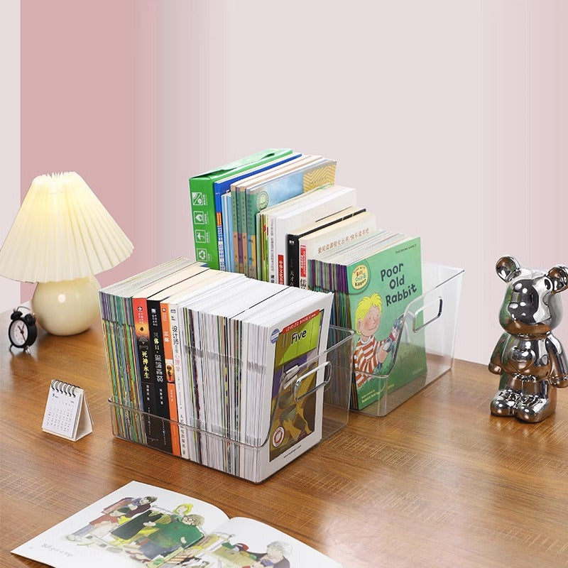Book Storage Box Transparent Acrylic Storage and Tying Box Toy Children's Senior high school Classroom Desk Picture Book Basket - image 2