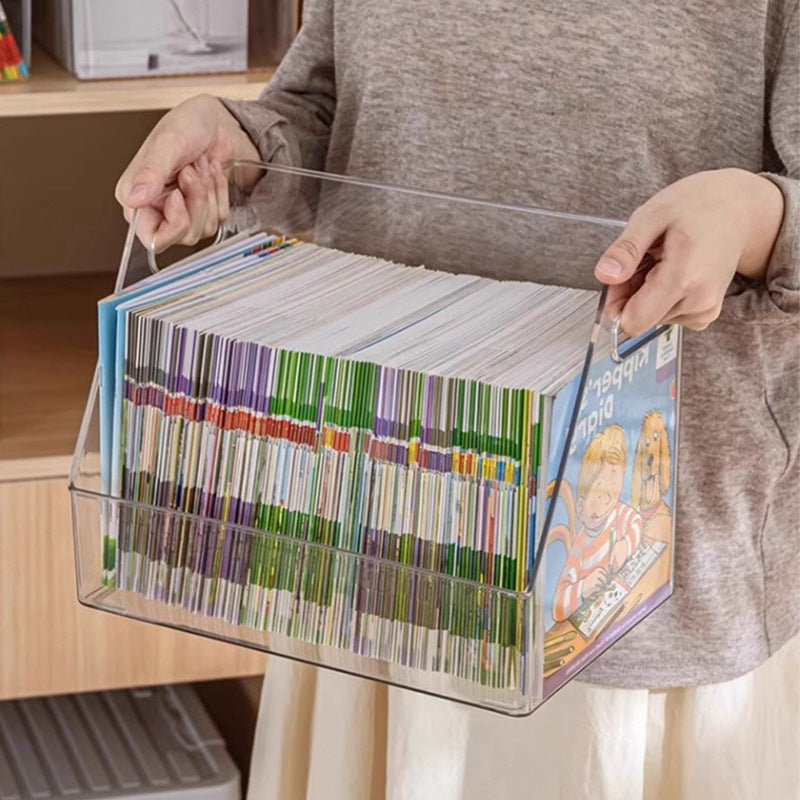 Book Storage Box Transparent Acrylic Storage and Tying Box Toy Children's Senior high school Classroom Desk Picture Book Basket - image 4