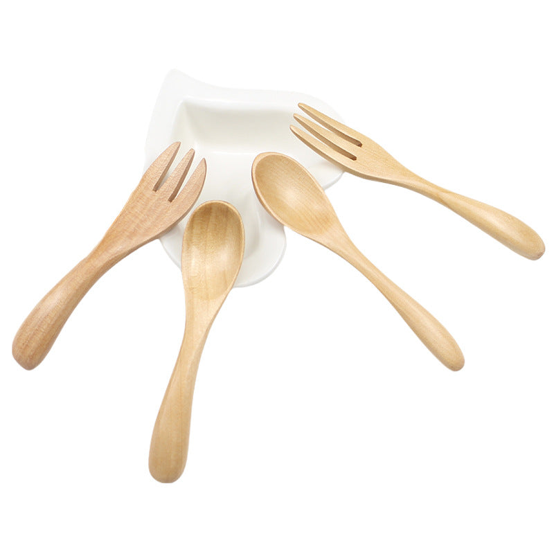 Wholesale Children's Wooden Spoon Baby Training Spoon Environmentally Friendly Lotus Wood Feeding Spoon Twisting Spoon Fork Child Soup Spoon Rice Spoon - image 5
