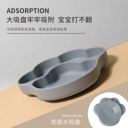 New Explosions Baby Silicone Bear Pow Dinner Plate Large Suction Cup Separated Platinum Tray Feeding Children's Tableware suit New - image 3