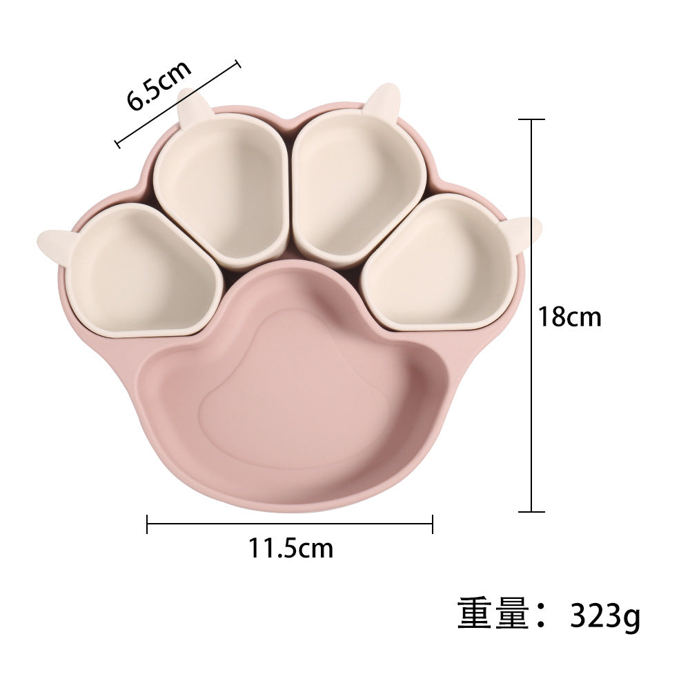 New Explosions Baby Silicone Bear Pow Dinner Plate Large Suction Cup Separated Platinum Tray Feeding Children's Tableware suit New - image 4