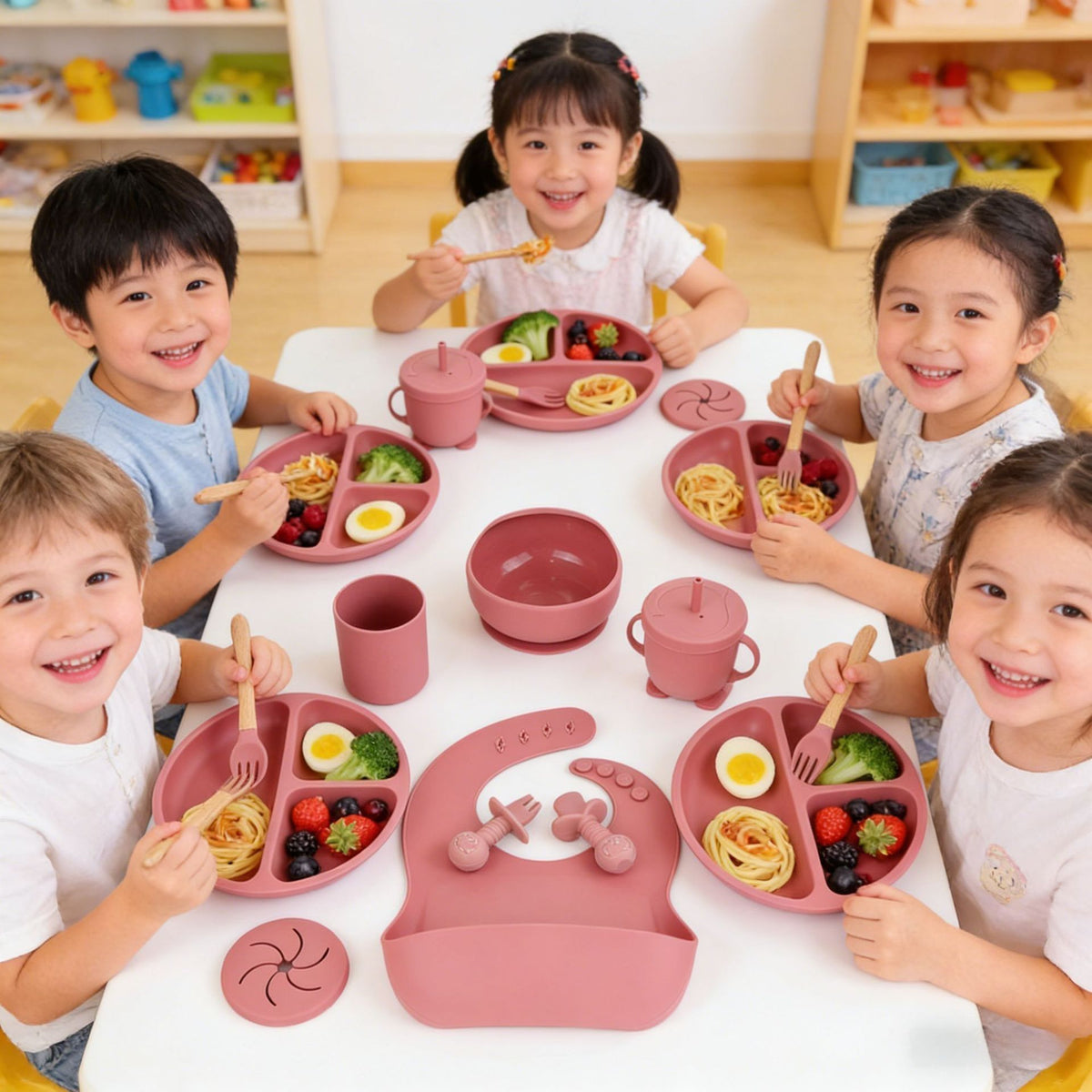 Dumo Baby Baby Silicone Dinner Plate suit Food Grade Silicone Baby Food Supplementation Feeding Tableware Set of Ten - image 1