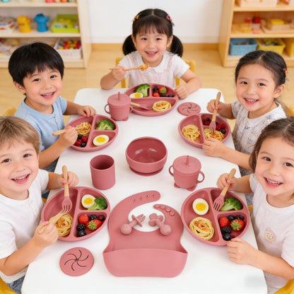 Dumo Baby Baby Silicone Dinner Plate suit Food Grade Silicone Baby Food Supplementation Feeding Tableware Set of Ten - image 1