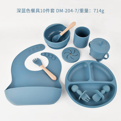 Dumo Baby Baby Silicone Dinner Plate suit Food Grade Silicone Baby Food Supplementation Feeding Tableware Set of Ten - image 3