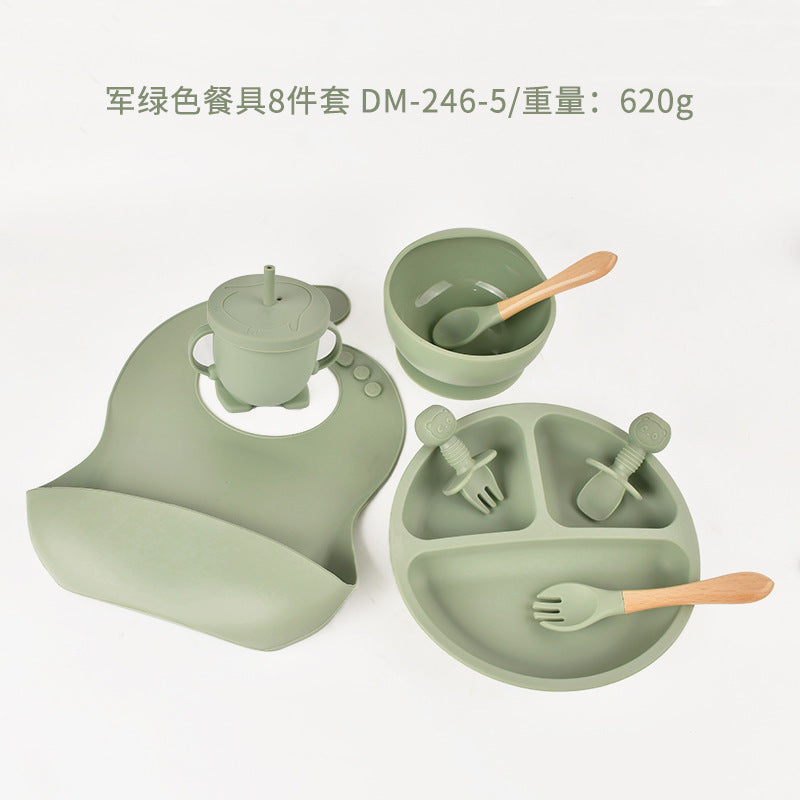 Dumo Baby Food-Grade Silicone Smiley Face Plate Set of Eight, Anti-Spill Suction Cup Feeding Utensils, Children's Self-Feeding - image 2