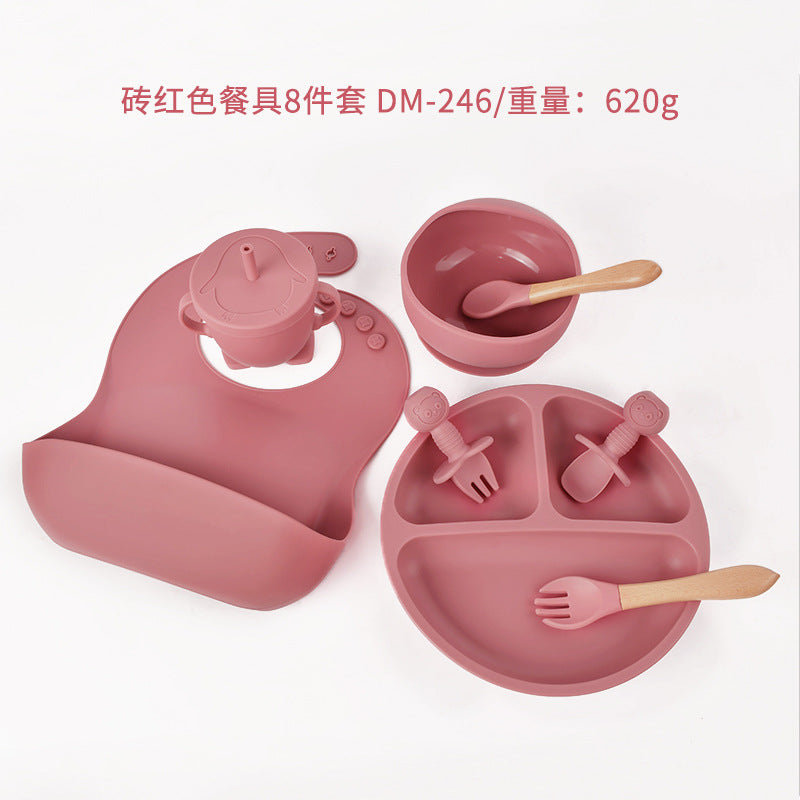 Dumo Baby Food-Grade Silicone Smiley Face Plate Set of Eight, Anti-Spill Suction Cup Feeding Utensils, Children's Self-Feeding - image 3