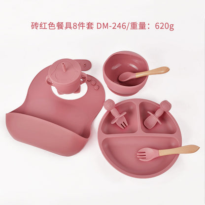 Dumo Baby Food-Grade Silicone Smiley Face Plate Set of Eight, Anti-Spill Suction Cup Feeding Utensils, Children's Self-Feeding - image 3