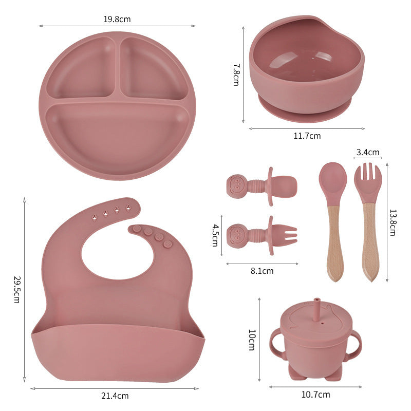 Dumo Baby Food-Grade Silicone Smiley Face Plate Set of Eight, Anti-Spill Suction Cup Feeding Utensils, Children's Self-Feeding - image 4