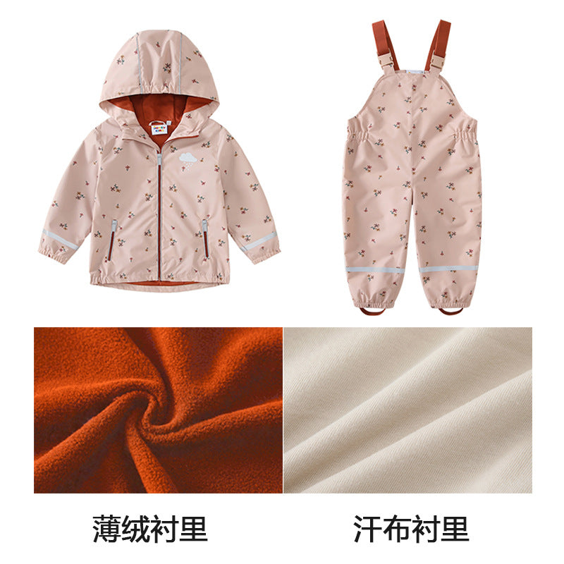 HONEYKING Children's suit Coat Jacket Spring and Autumn Jacket Baby Jacket Outdoor Waterproof Raincoat Rain Pants - image 3