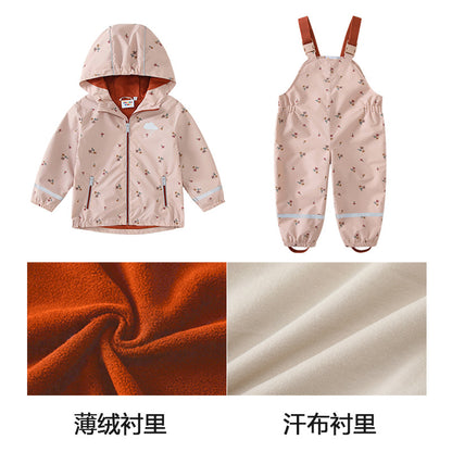 HONEYKING Children's suit Coat Jacket Spring and Autumn Jacket Baby Jacket Outdoor Waterproof Raincoat Rain Pants - image 3