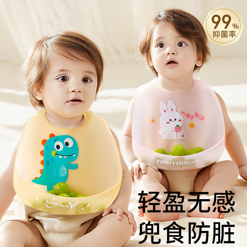 Baby's Food Bib Supplementary Food Food Bib Waterproof Silicone Baby Portable Children's Bib Slippery Anti-Dirty Thin Growth - image 1