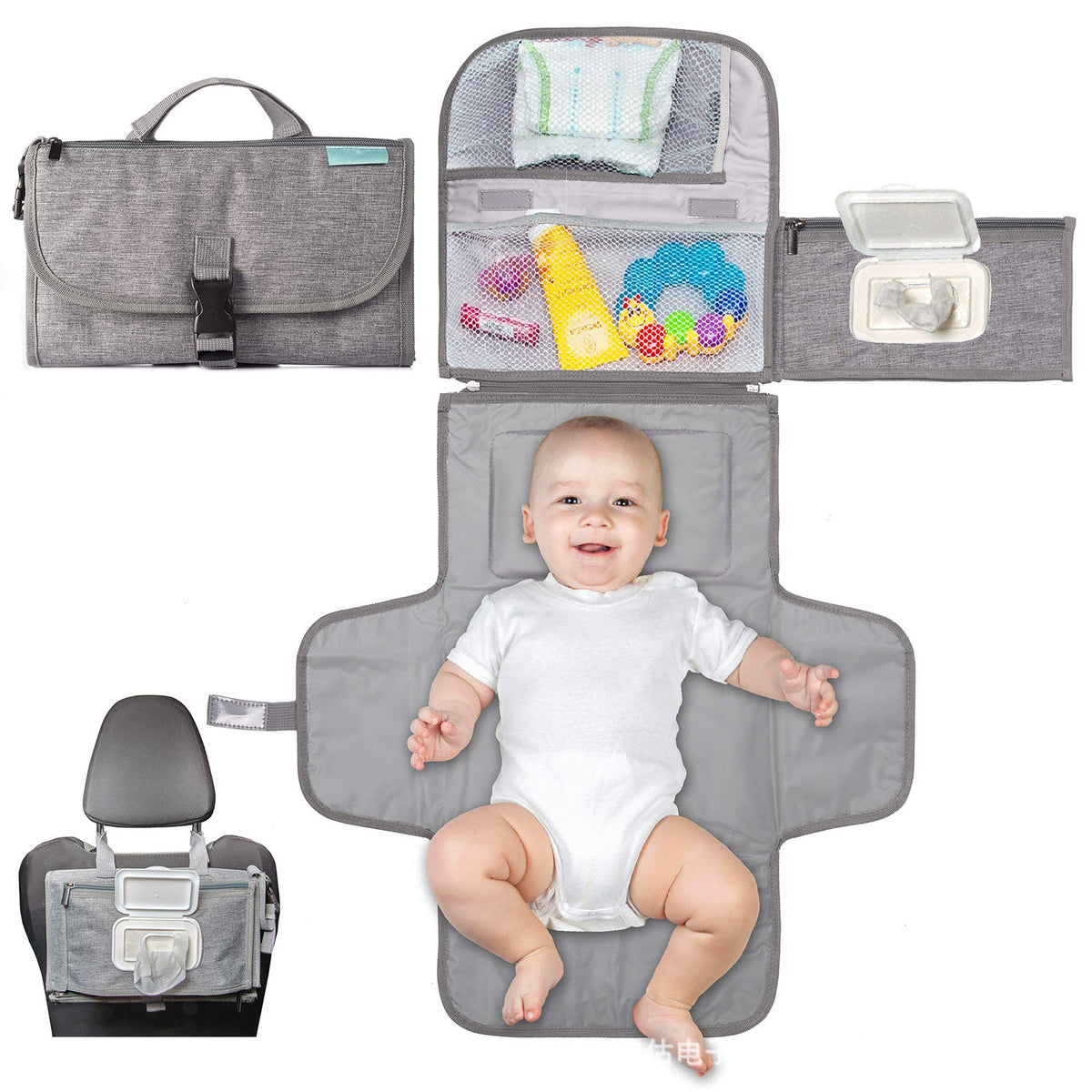 Baby diaper changing pad foldable waterproof diaper table portable diaper changing stroller hanging diaper pad bag - image 1