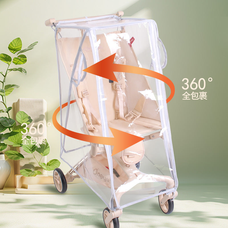 Baby Stroller Wind and Rain Cover, Small Carry-On Flat-Top Stroller, Baby Walking Essential, Windproof Raincoat, Thickened Universal Accessory - image 2