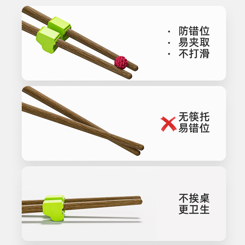 Children's Solid Wood Learning Chopsticks Training Chopsticks Children's Corrective Learning Chopsticks Non-lacquered Wooden Anti-skid Chopsticks for Baby's Eat - image 4