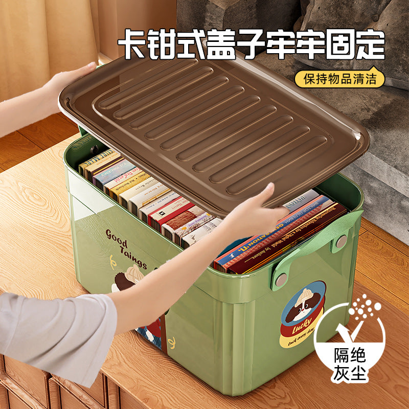 Cartoon Pattern Storage Box with Lid Household Storage Dormitory Sundries Storage Box Toy Snacks Clothes Desktop Finishing - image 4
