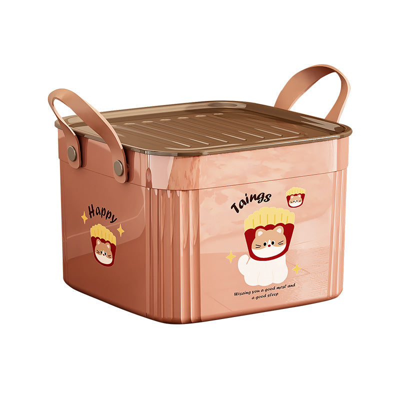 Cartoon Pattern Storage Box with Lid Household Storage Dormitory Sundries Storage Box Toy Snacks Clothes Desktop Finishing - image 5