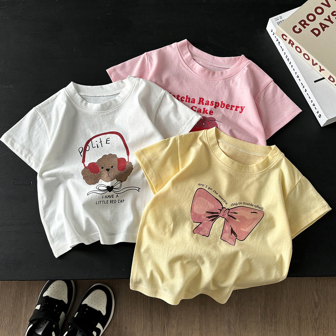 Children's Short-Sleeved T-Shirt, Pure Cotton, Girls' Summer Clothing, Baby Clothing, Boys' Tops, One-Piece Wholesale for Young Children - image 2