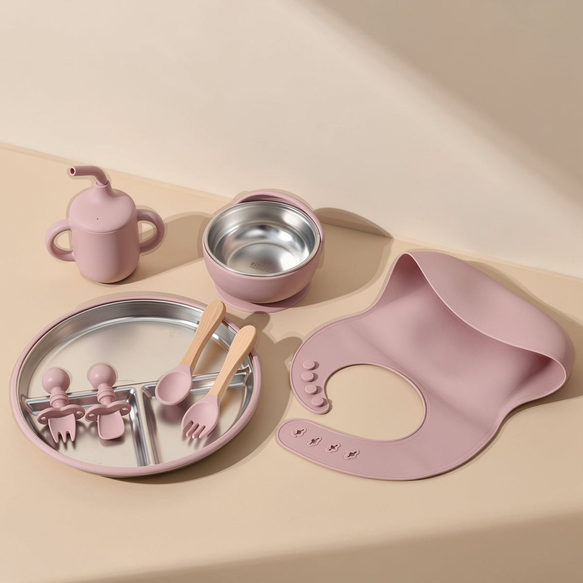Silicone suction cup feeding bowl and spoon set - view 2