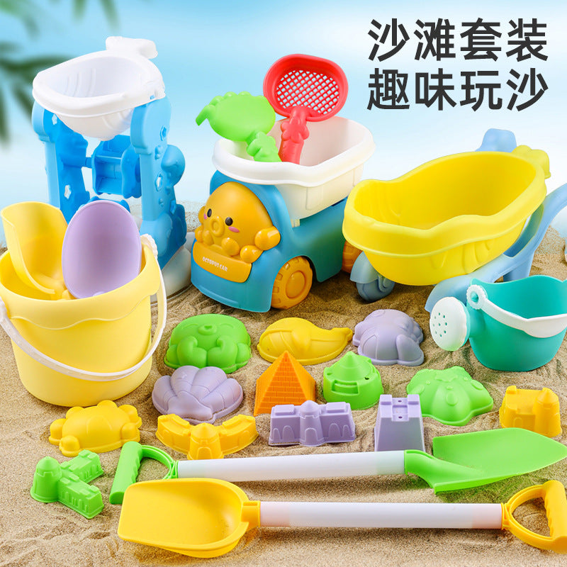 New Children's Beach Toy Folding Bucket suit Sand Dig Sand to Play in the Sea Sand Baby Digging Tool Cross Border - image 3