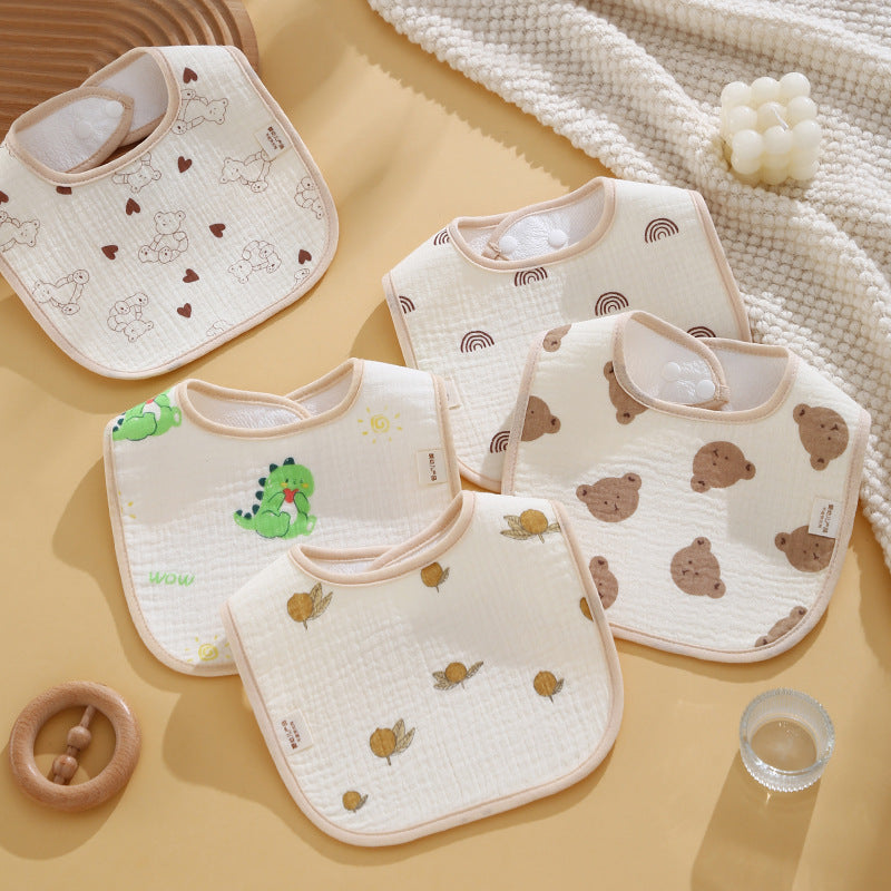 Baby cotton U-shaped waterproof bib Class A children's gauze saliva towel for boys and girls baby eating bib manufacturers wholesale - image 1