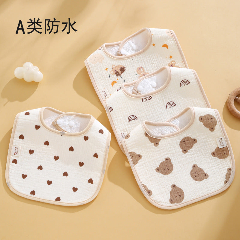 Baby cotton U-shaped waterproof bib Class A children's gauze saliva towel for boys and girls baby eating bib manufacturers wholesale - image 3