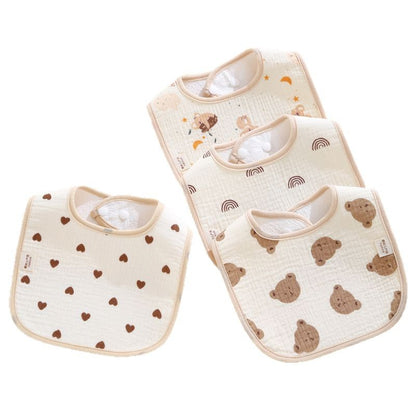 Baby cotton U-shaped waterproof bib Class A children's gauze saliva towel for boys and girls baby eating bib manufacturers wholesale - image 5